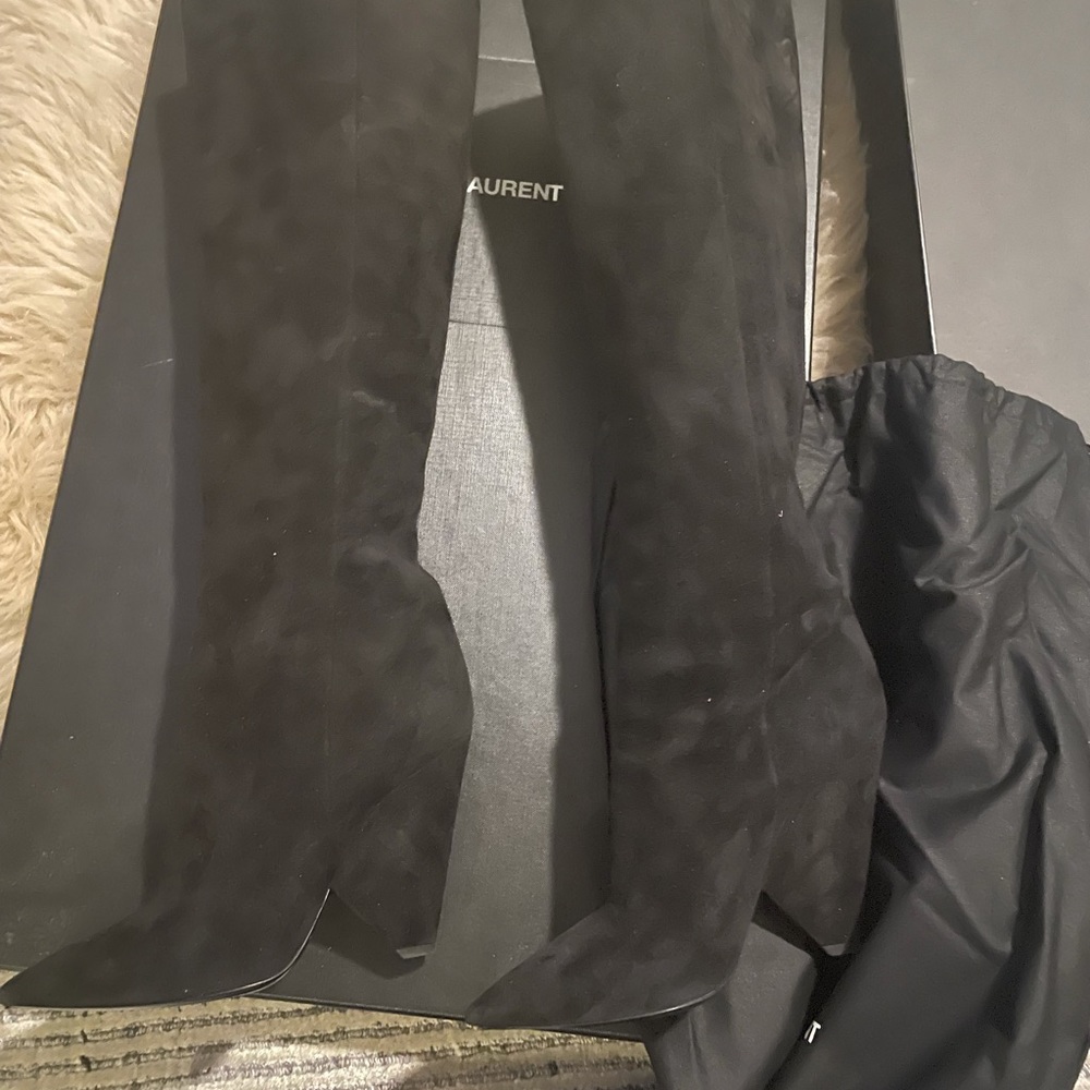 Saint Laurent Knee High black suede boots